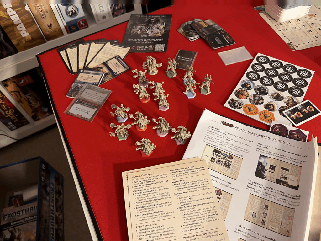 Angekommen und bereit zum Testen: Ersatz-Minis, Errata-Sticker und neues Boss-Battle-Material für Odalin